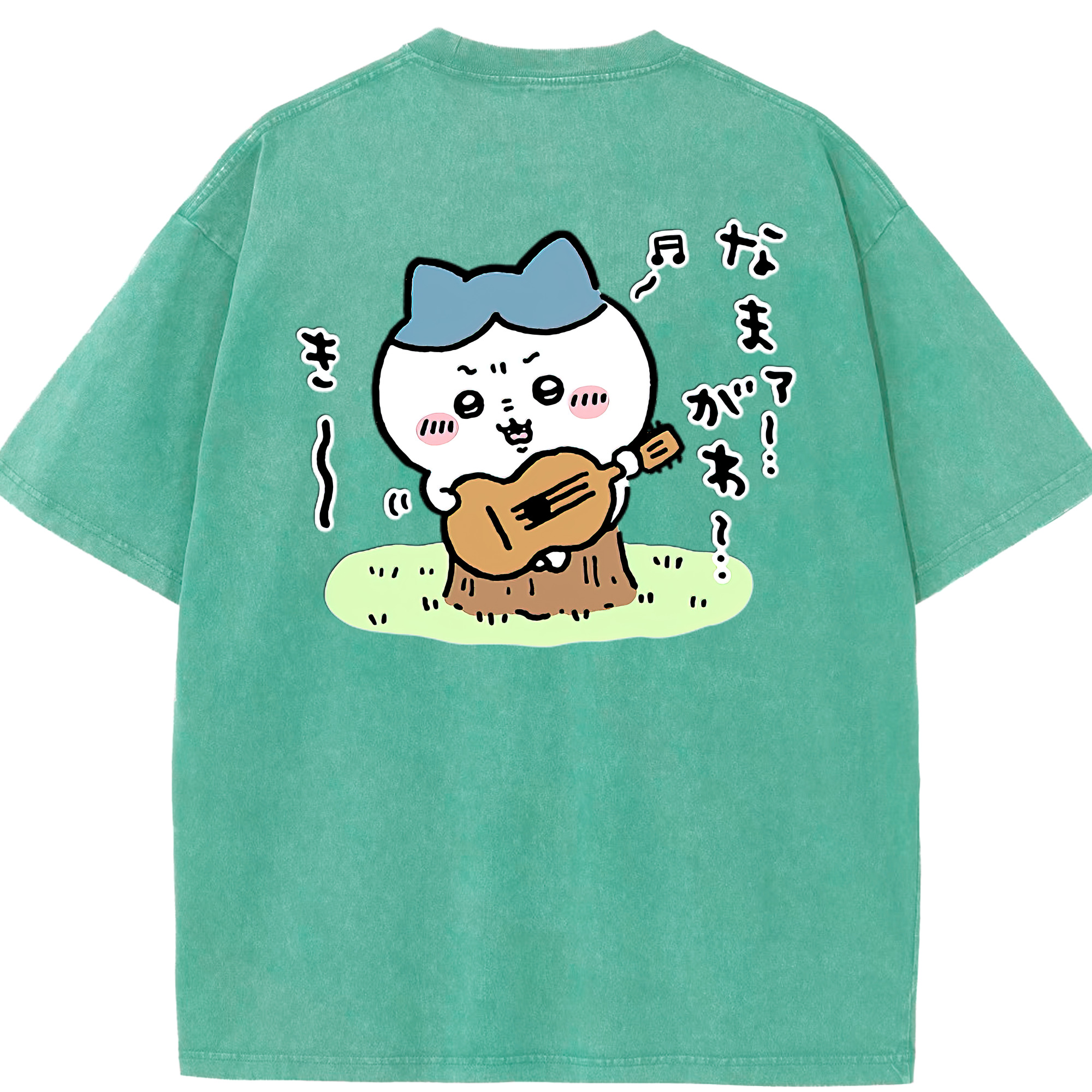 （画像用） ちいかわ ハチワレ Chii-kawa hachiware 綿100% ヴィンテージ風 半袖Tシャツ（背面プリント）